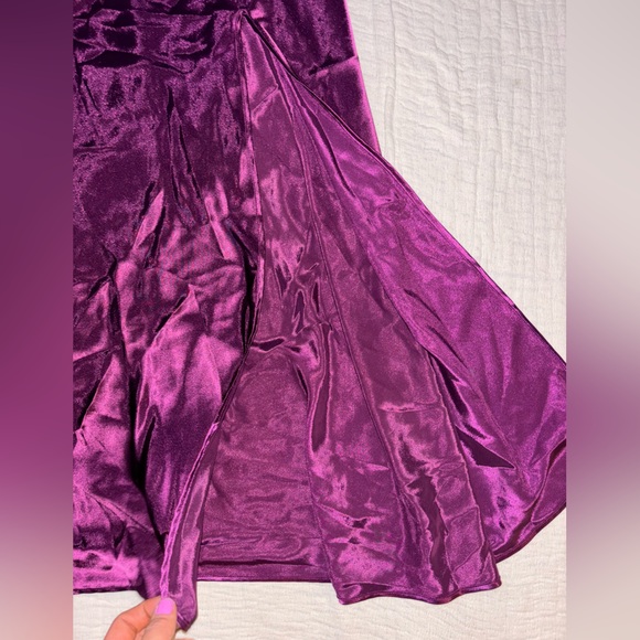 Victorias Secret Gold Label Camisole Nightgown Size M Purple Maxi Lace Sexy Slit - Picture 5 of 10